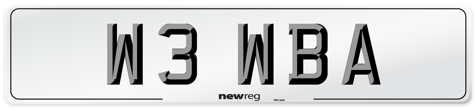 W3 WBA Number Plate from New Reg